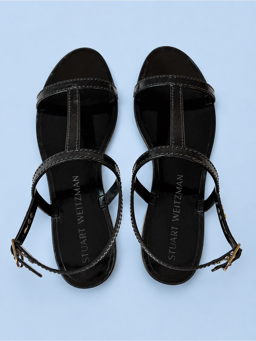 STUART WEITZMAN Black Jelly Minimalist Sandals